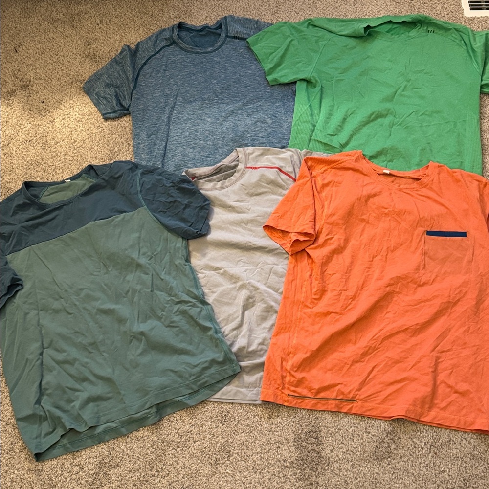 Lululemon Assorted Short-Sleeve Tee Lot - Blue, Green, Orange, Gray Men’s Large